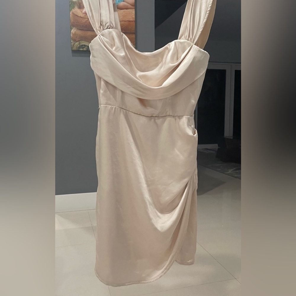 Champagne mini ruffle dress